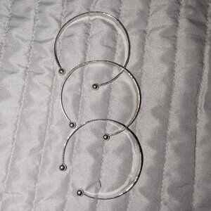 $2 with Bundle ~ Lot of 3 Silver Tone Metal Cuff Bracelets 6254